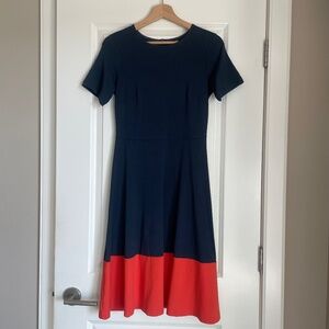 Marimekko Kirjava Short Sleeved Dress in Navy & Orange/Red (XS) EUC